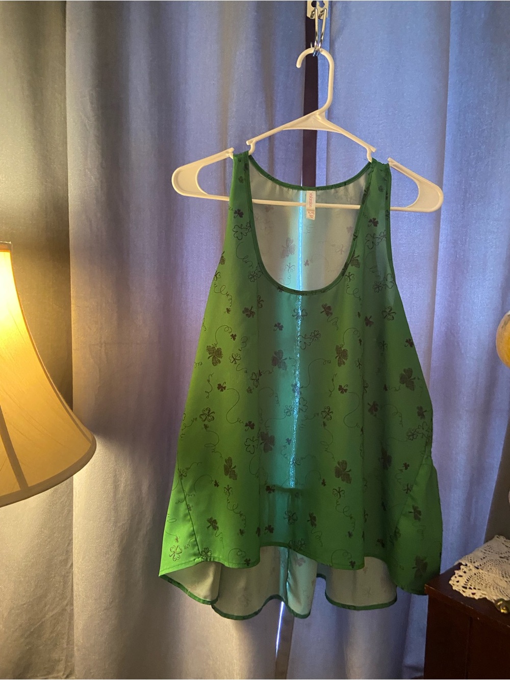 Xhilaration Green Floral Sheer Racerback Camisole
